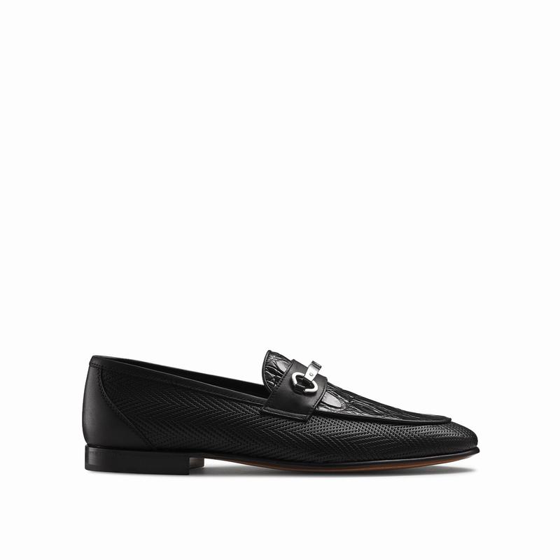 Russell & Bromley Cachet Mens Slip-On Loafers Black |TKJ9671QA|